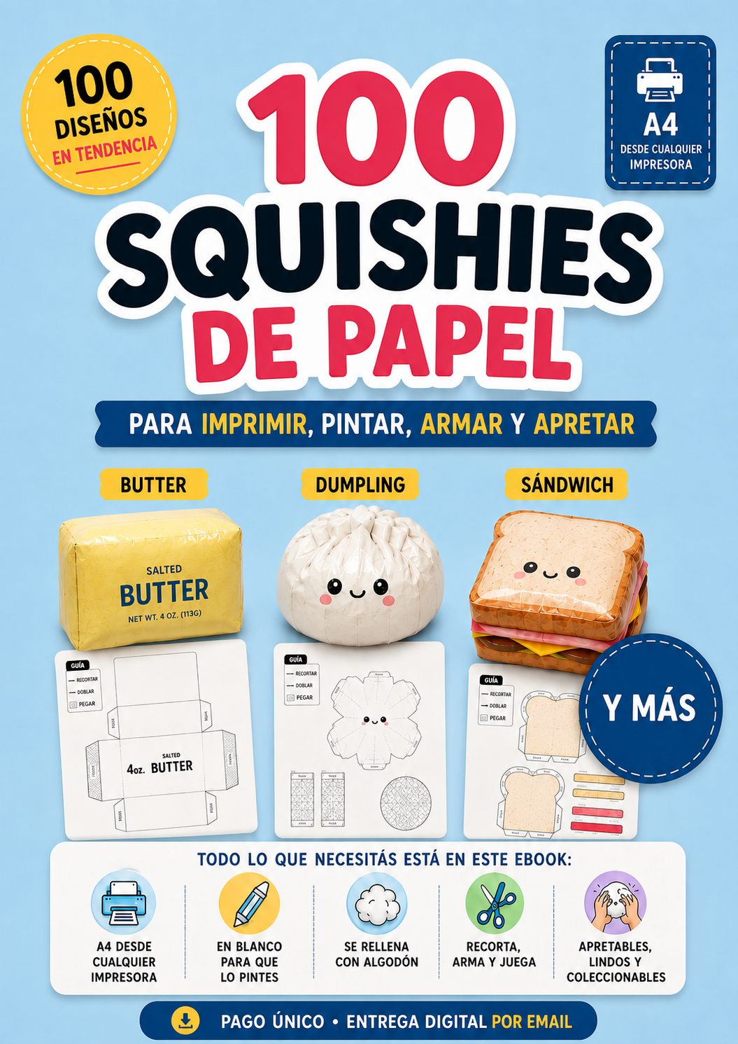 100 Squishies de Papel
